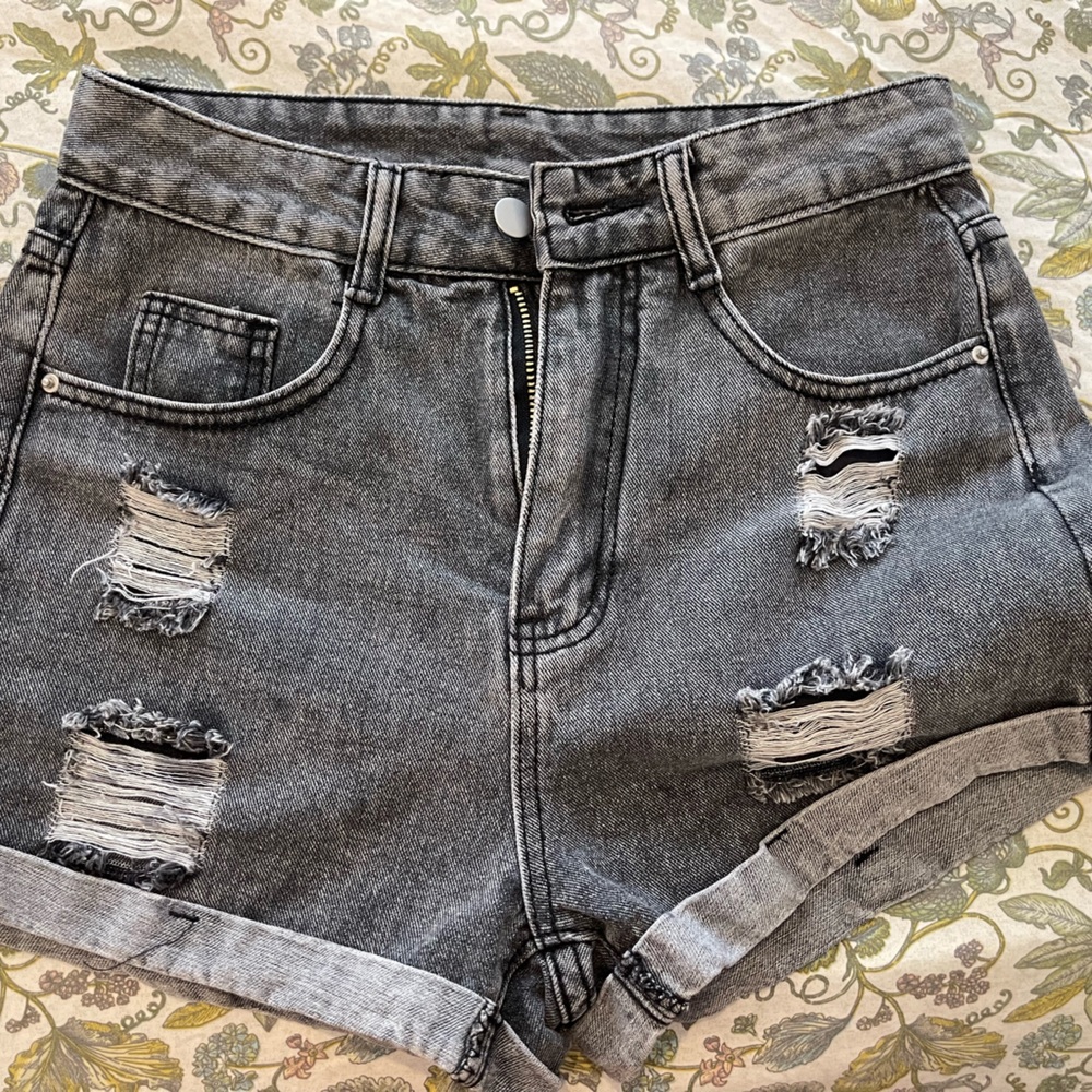 SHEIN black stone wash never worn denim shorts